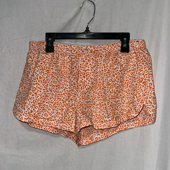 orange & white leopard print Aerie pajama shorts size small - Picture 1 of 3